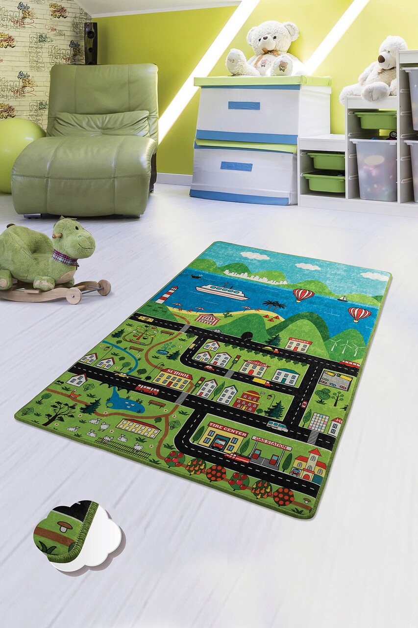 Covor pentru copii, Happy City, 140x190 cm, Multicolor - imagine 5